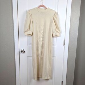 VILA | Cream Vimany 2/4 Sleeve Midi Dress Size Large